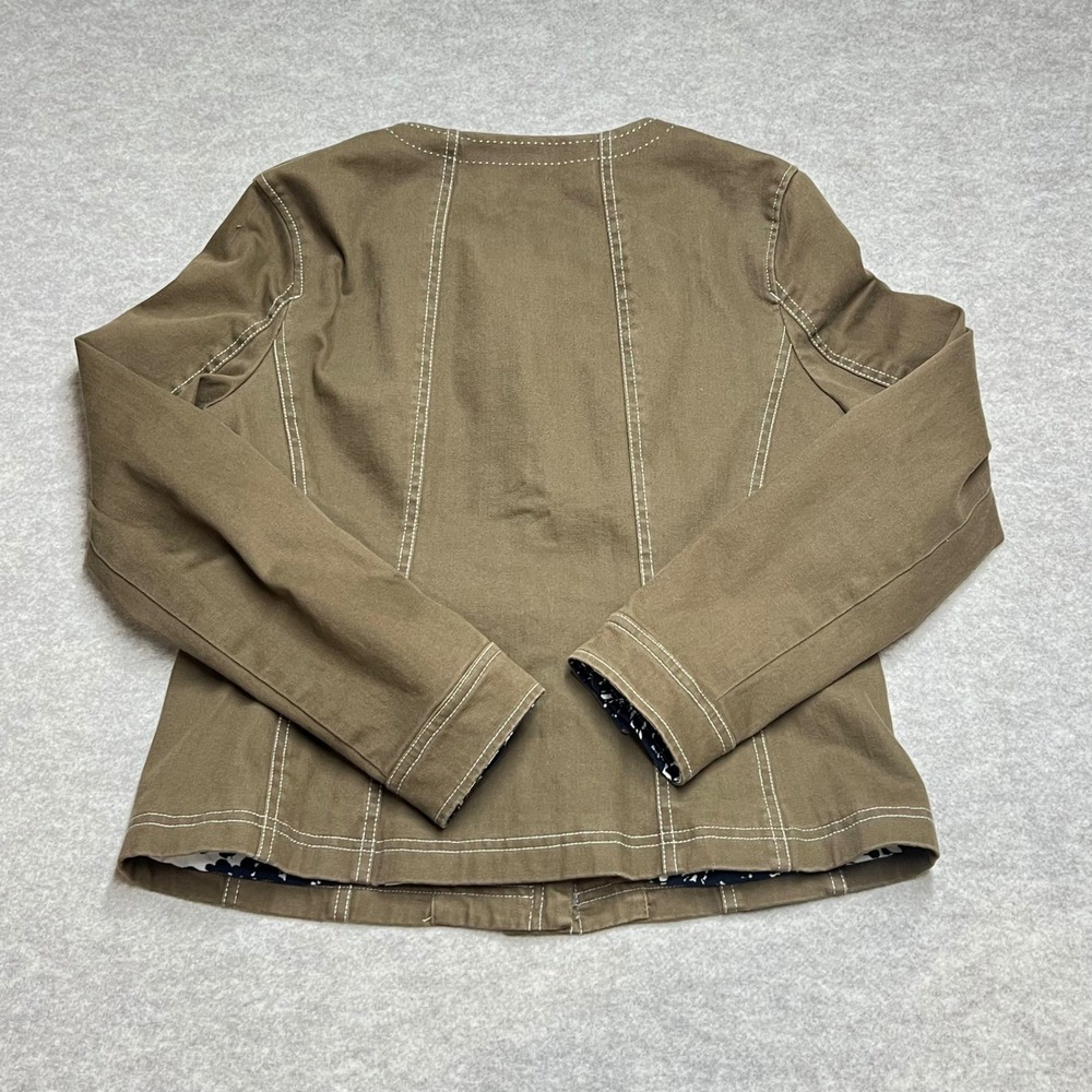 Boden Women Brown Cotton Contrast Stitch Utility Bomber Jacket Size US 8 GUC - Picture 2 of 9